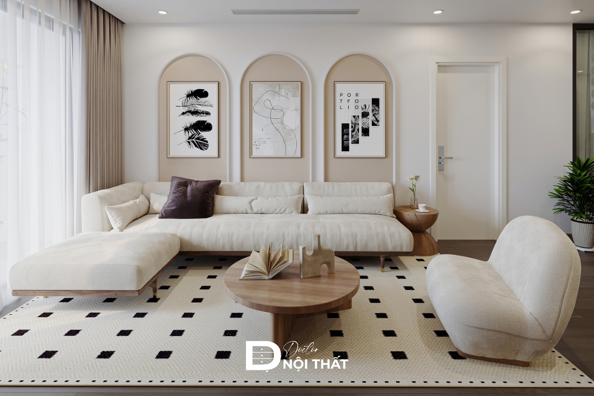 Mẫu chung cư 77m2 phong cách Wabi Sabi 2 phòng ngủ