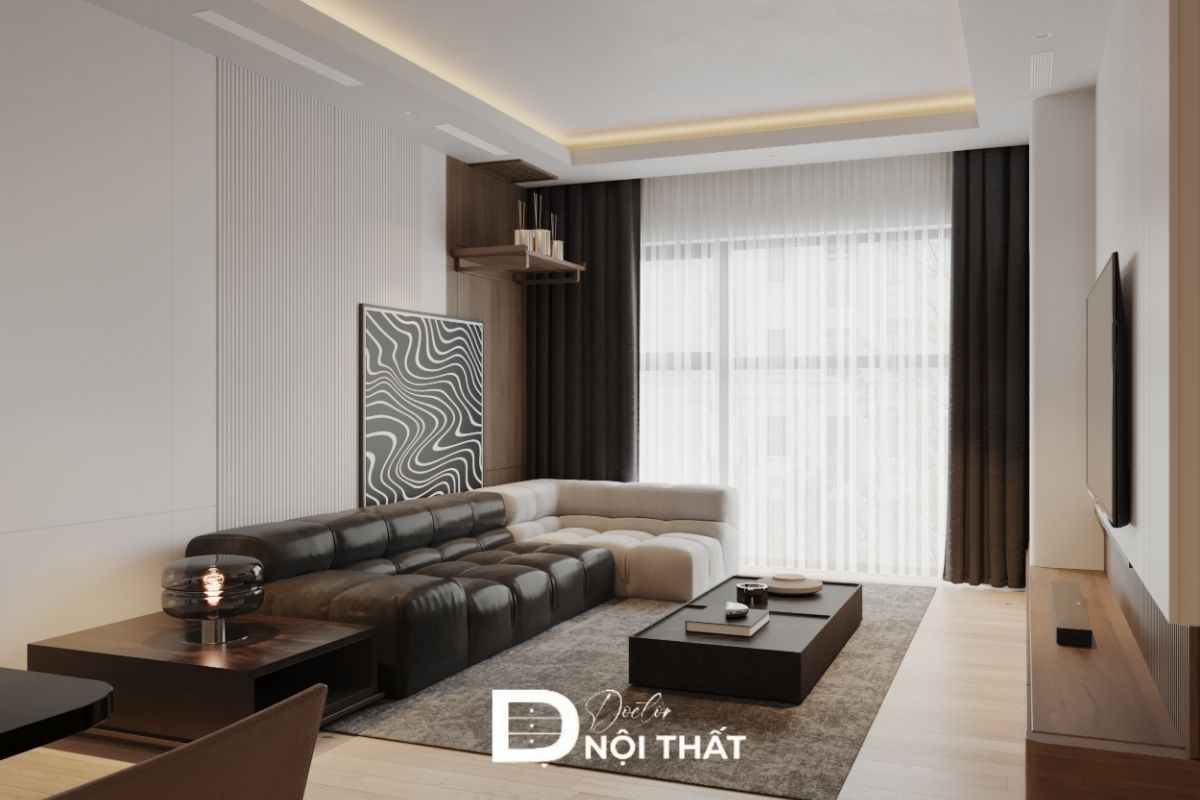 Nội thất chung cư The Ninety Complex phong cách tối giản kết hợp tone xám, trắng