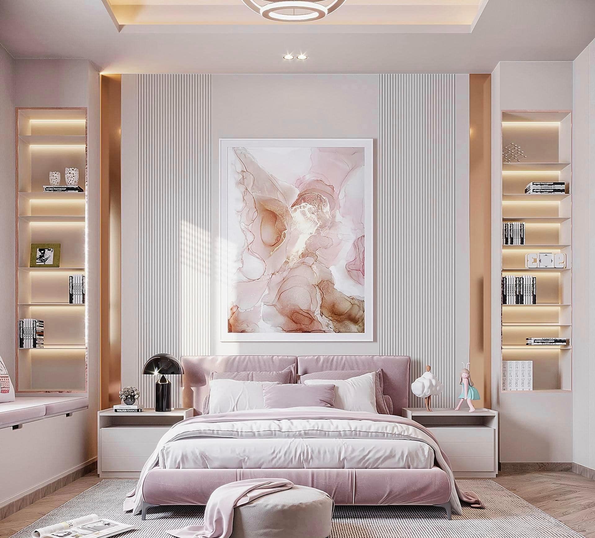 Mẫu phòng ngủ đẹp cho nữ thiết kế theo phong cách Luxury (nguồn: sưu tầm)
