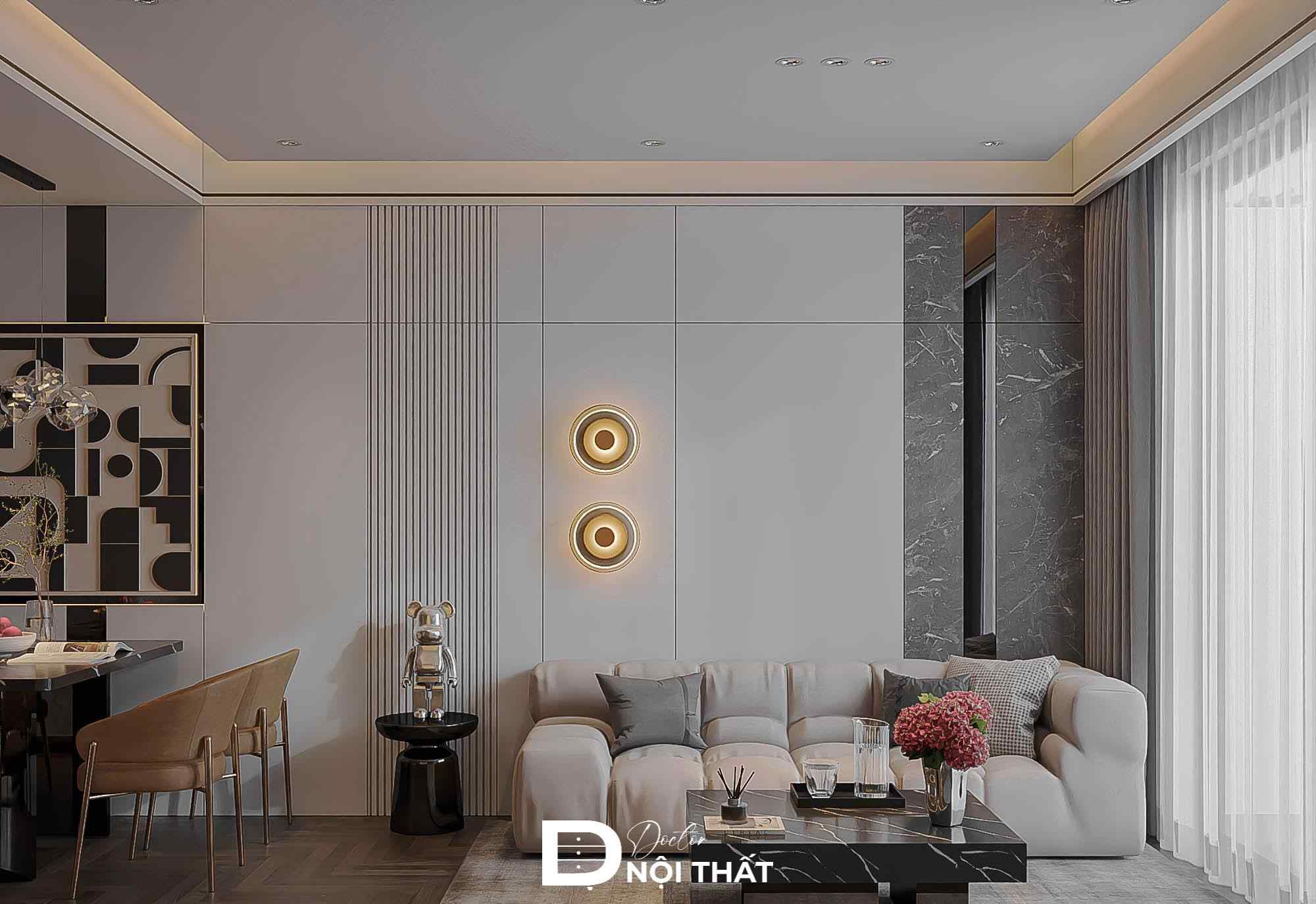 Mẫu thiết kế nội thất chung cư 2 phòng ngủ đẹp, sang trọng