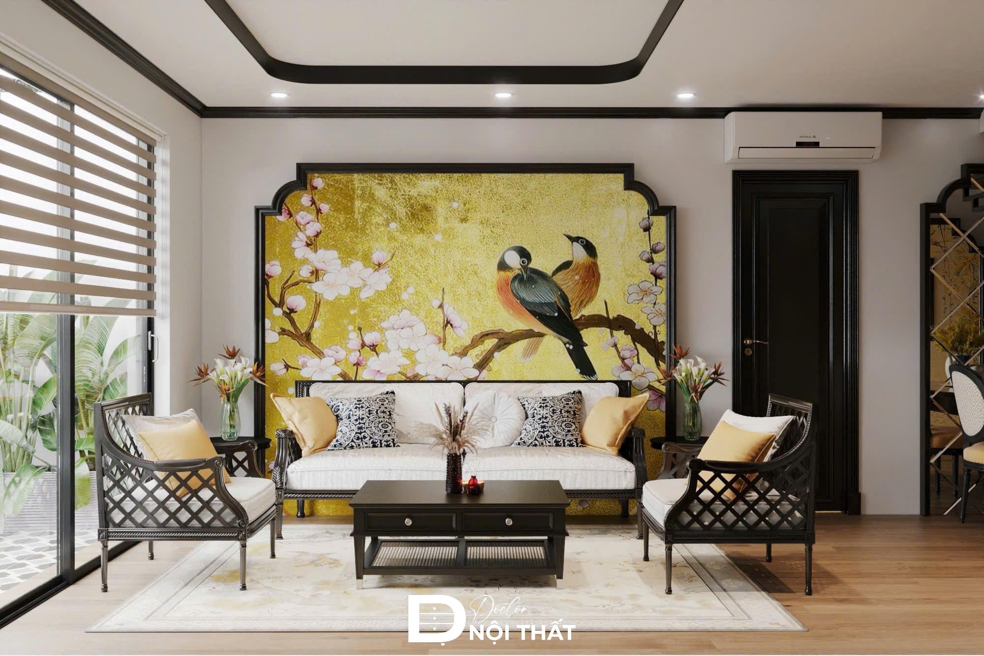 Mẫu thiết kế nội thất chung cư 2 phòng ngủ phong cách Indochine