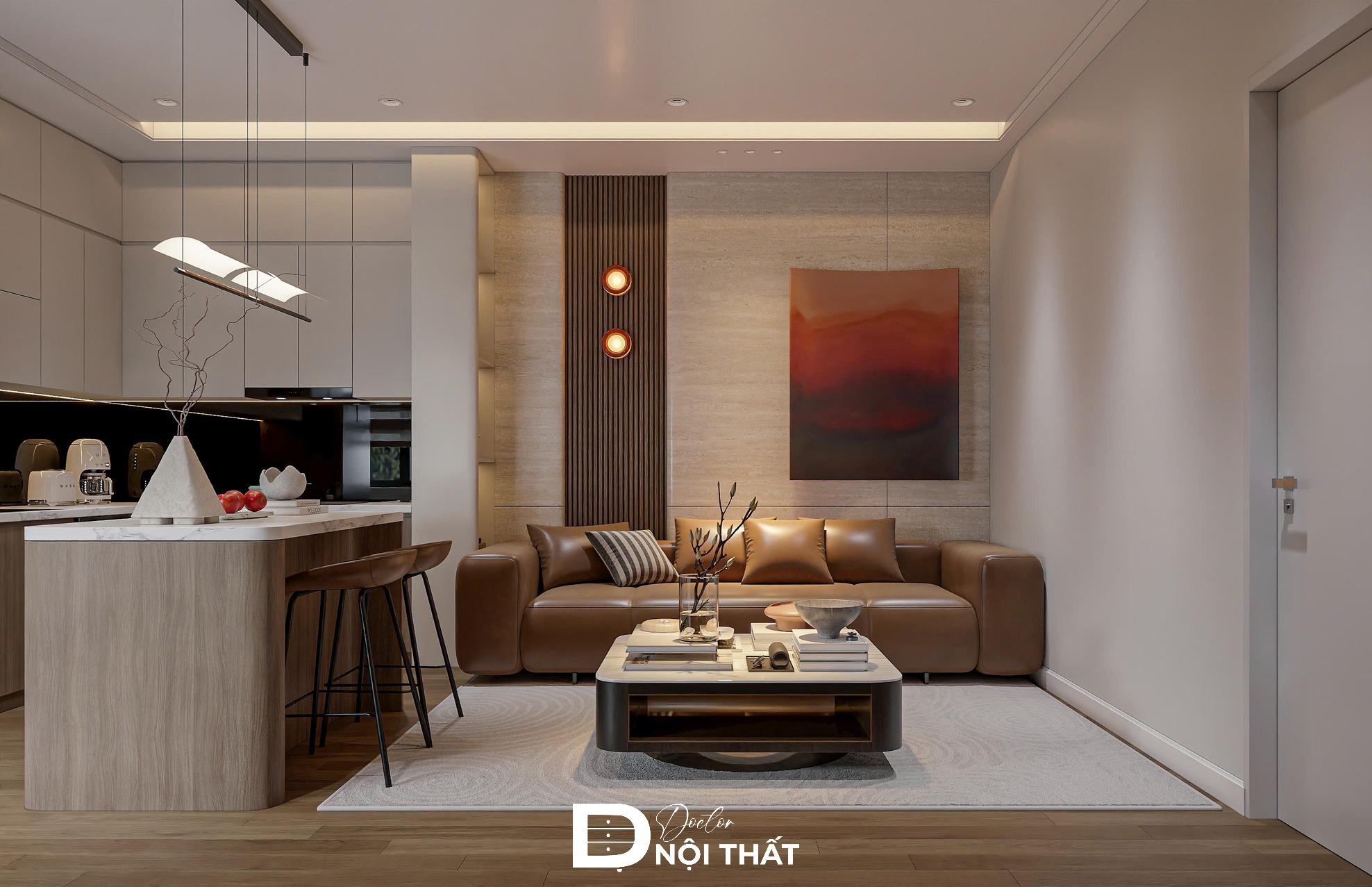 Thiết kế nội thất căn hộ 2 phòng ngủ cho vợ chồng trẻ hướng đến sự ấm áp, đơn giản