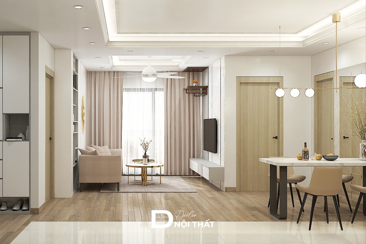 Thiết kế nội thất chung cư 70m2 đẹp, khoa học giúp tối ưu diện tích và tăng tính thẩm mỹ