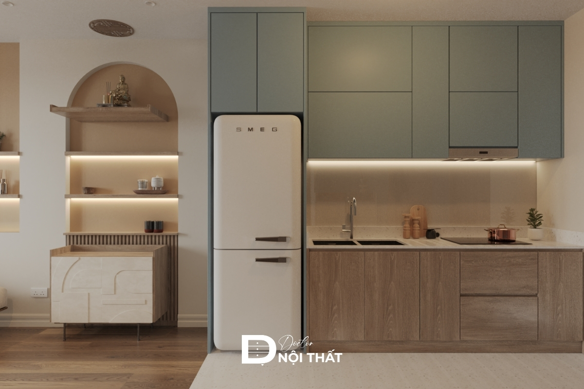 Mẫu thiết kế nội thất chung 70m2 đẹp với không gian bếp mang đậm phong cách Bắc Âu