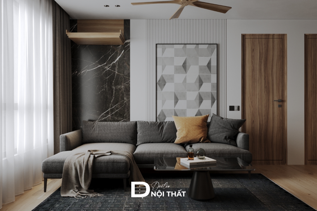 Thiết kế phòng khách hiện đại với nội thất gỗ