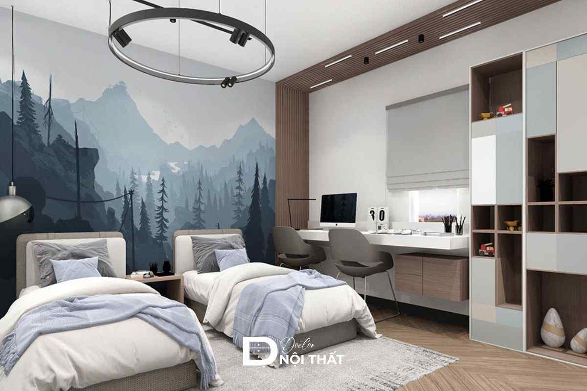 Mẫu phòng ngủ cho bé trai có góc đọc sách đa năng