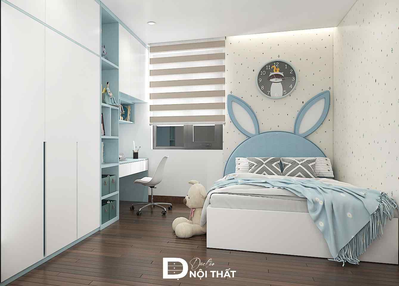 Phòng ngủ cho bé trai 2 - 4 tuổi được thiết kế dễ thương với hình thú