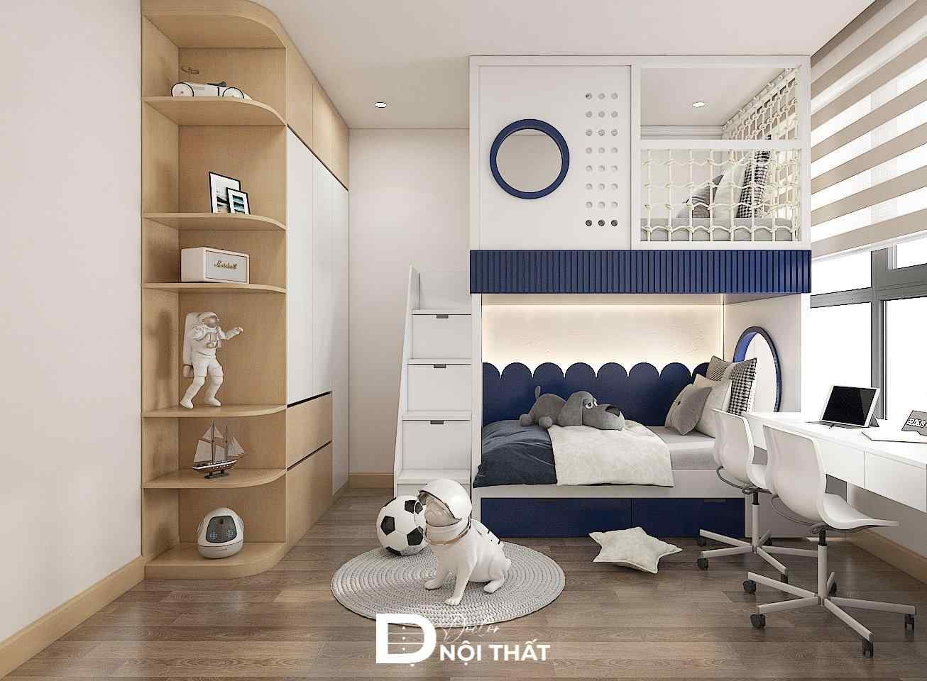 Phòng ngủ được bố trí đầy đủ ánh sáng tự nhiên và ánh sáng nhân tạo