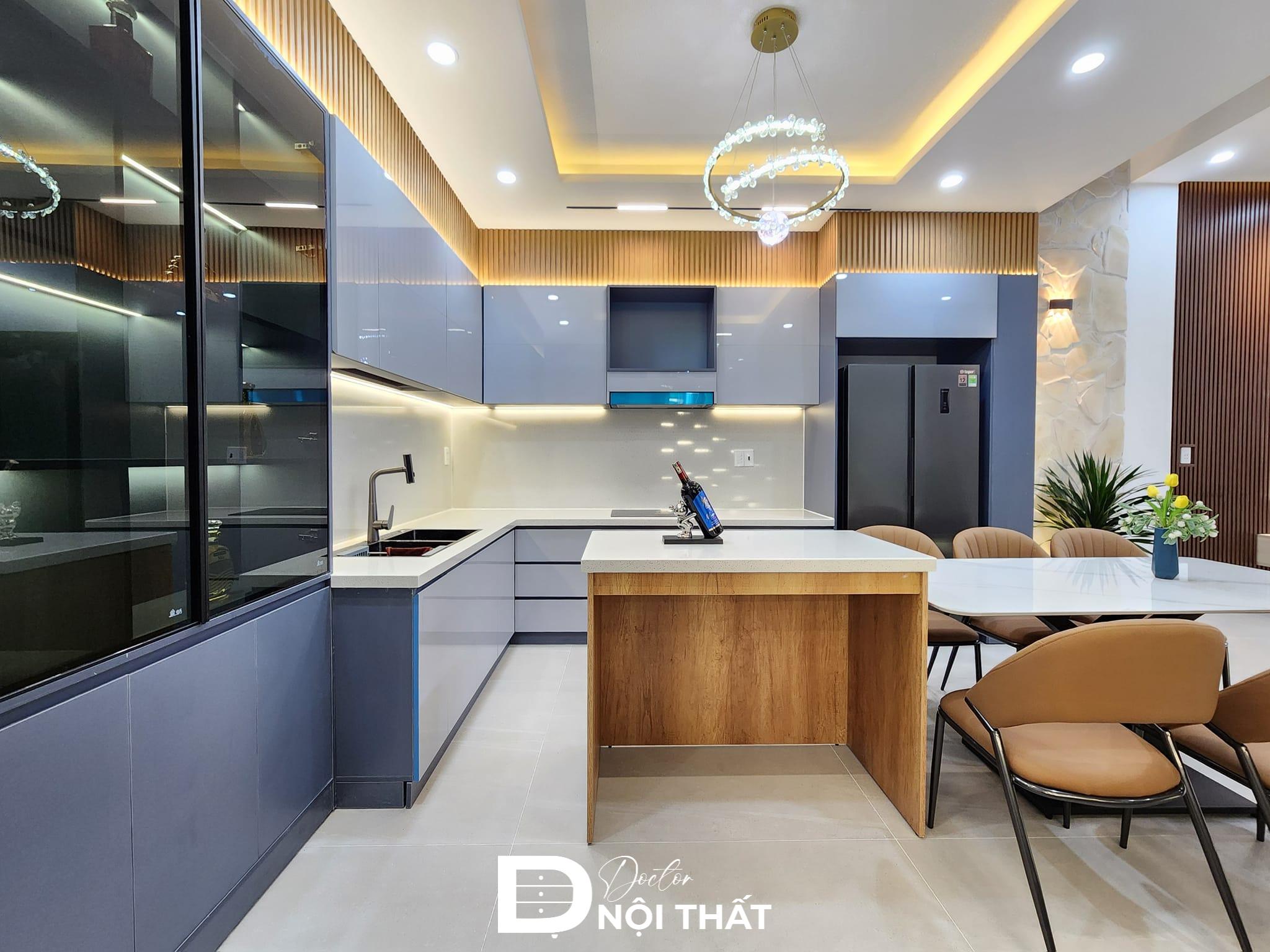 Thi công nội thất tại Vinhomes Smart City bằng gỗ công nghiệp phủ Acrylic sang trọng