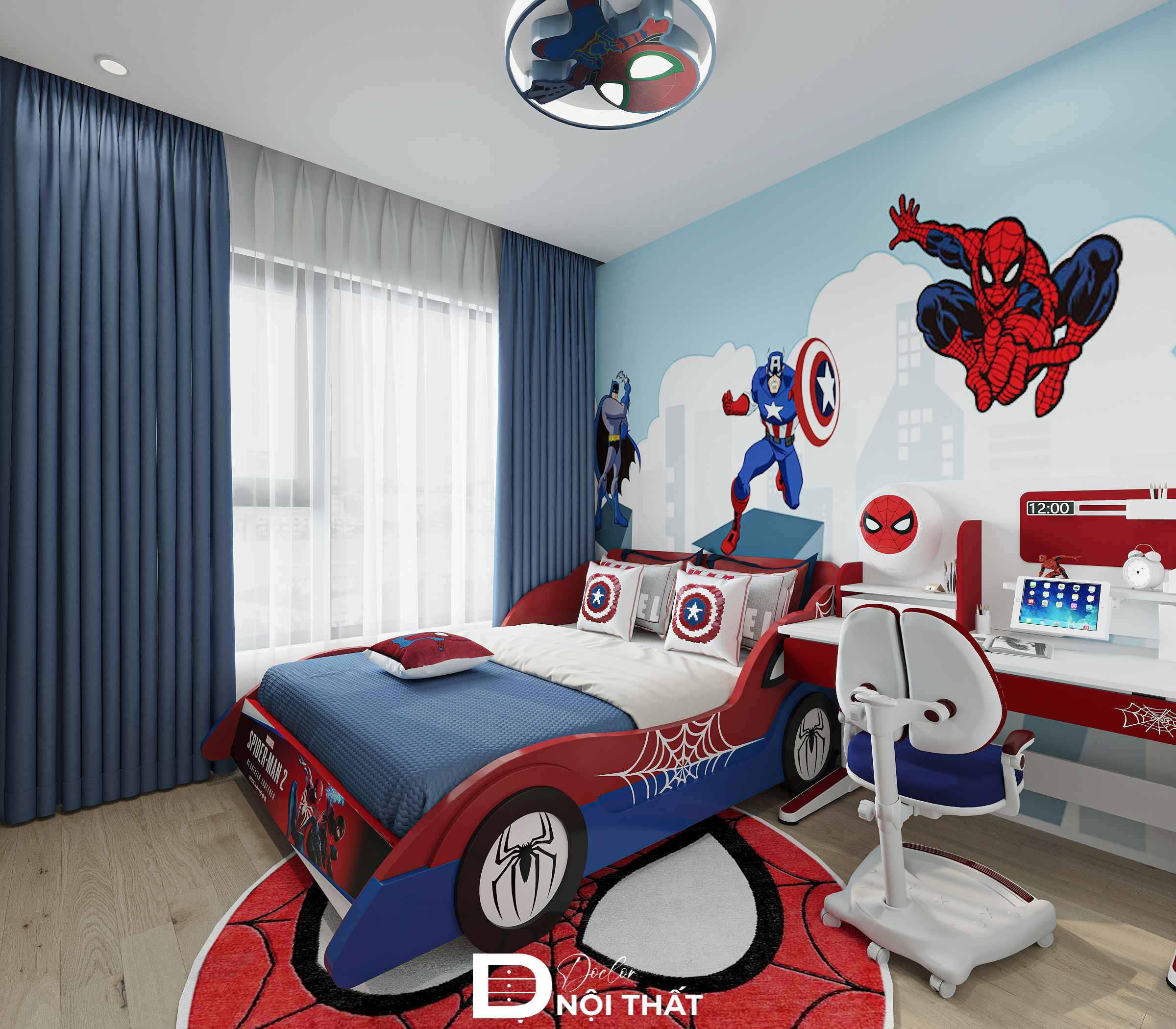 Phòng ngủ bé Sunshine Garden vui tươi với giường xe hơi độc đáo