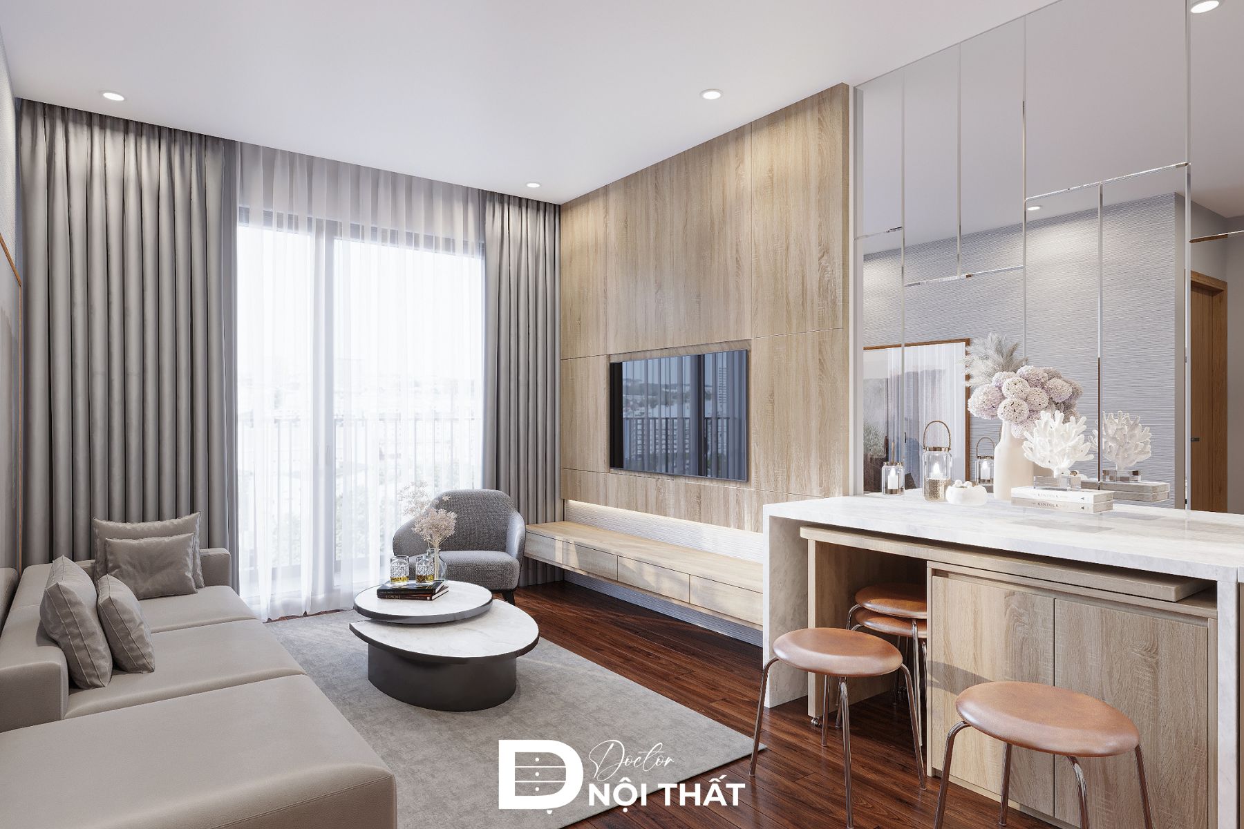 Mẫu thiết kế căn hộ đẹp dưới 30m2 hiện đại gọn gàng thoáng đãng