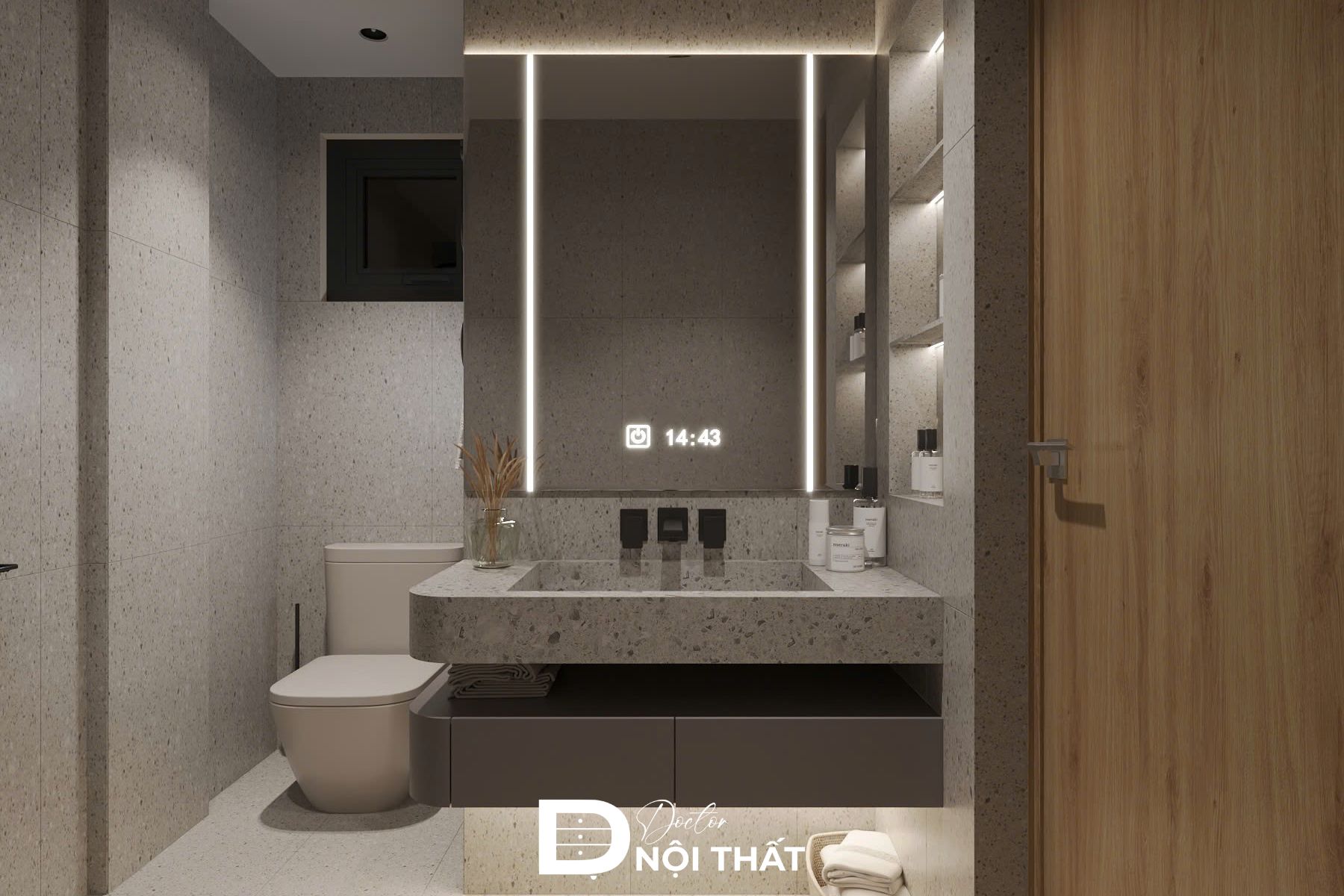 Thiết kế nội thất phòng tắm chung cư tiện nghi và dễ vệ sinh