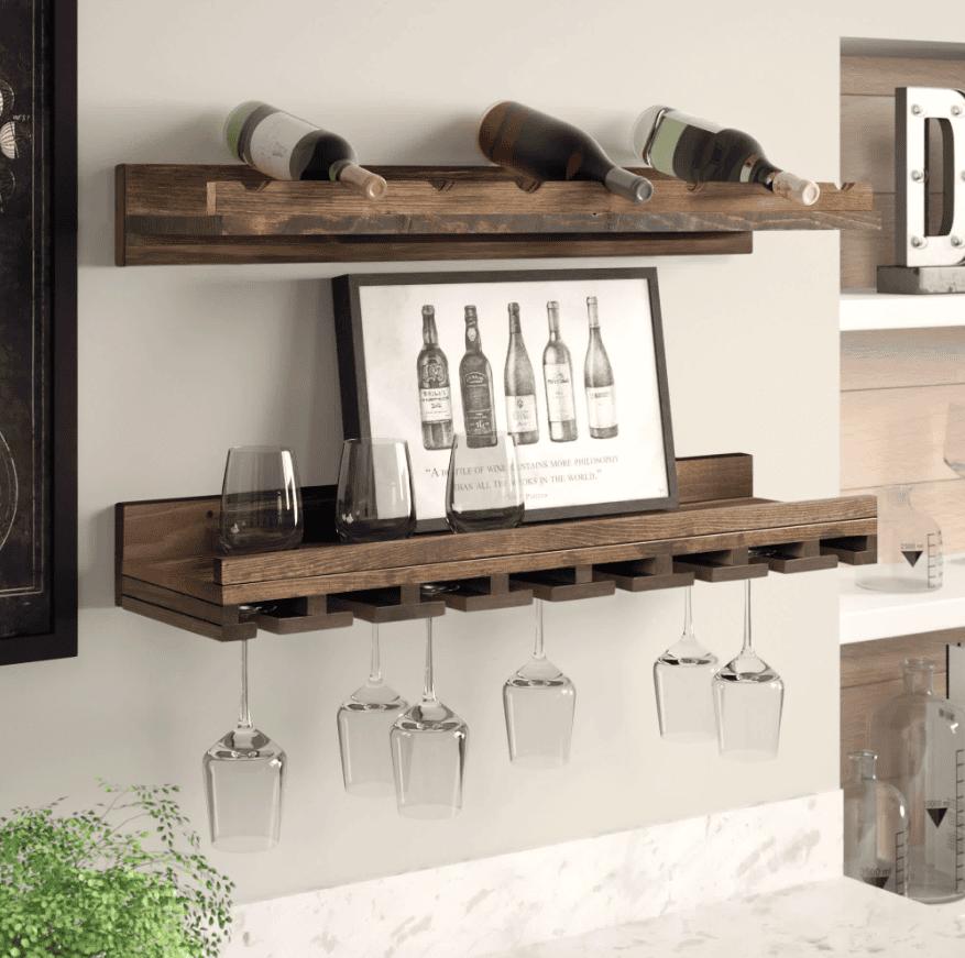 Mẫu kệ rượu treo tường gỗ sồi đơn giản (nguồn: sưu tầm)