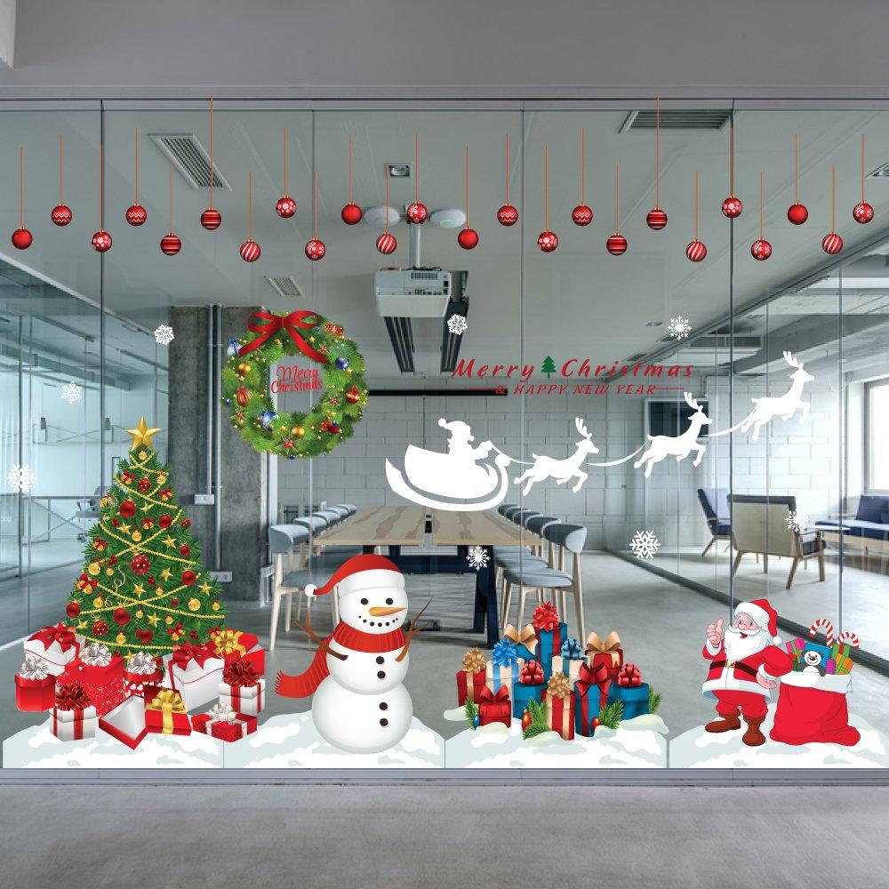 Trang trí noel cửa kính văn phòng bằng decal