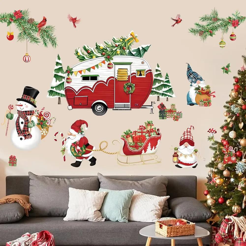 Decor tường công ty mùa noel bằng hình dán đa dạng