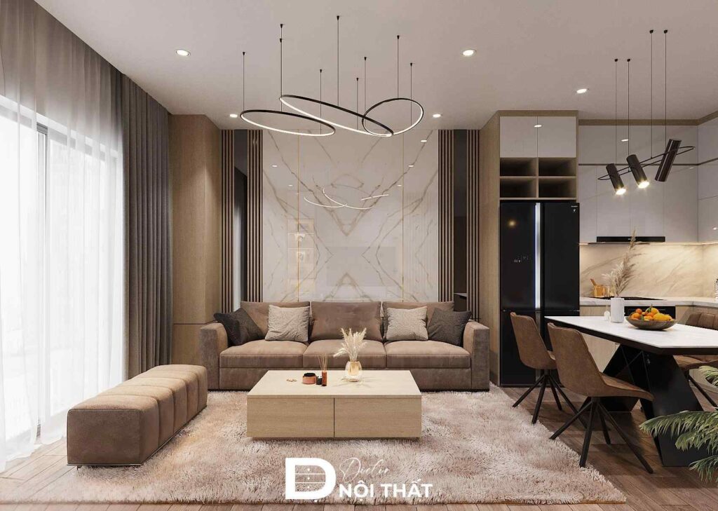 Dự án thiết kế nội thất chung cư 68m2 hiện đại tại Mipec Riverside