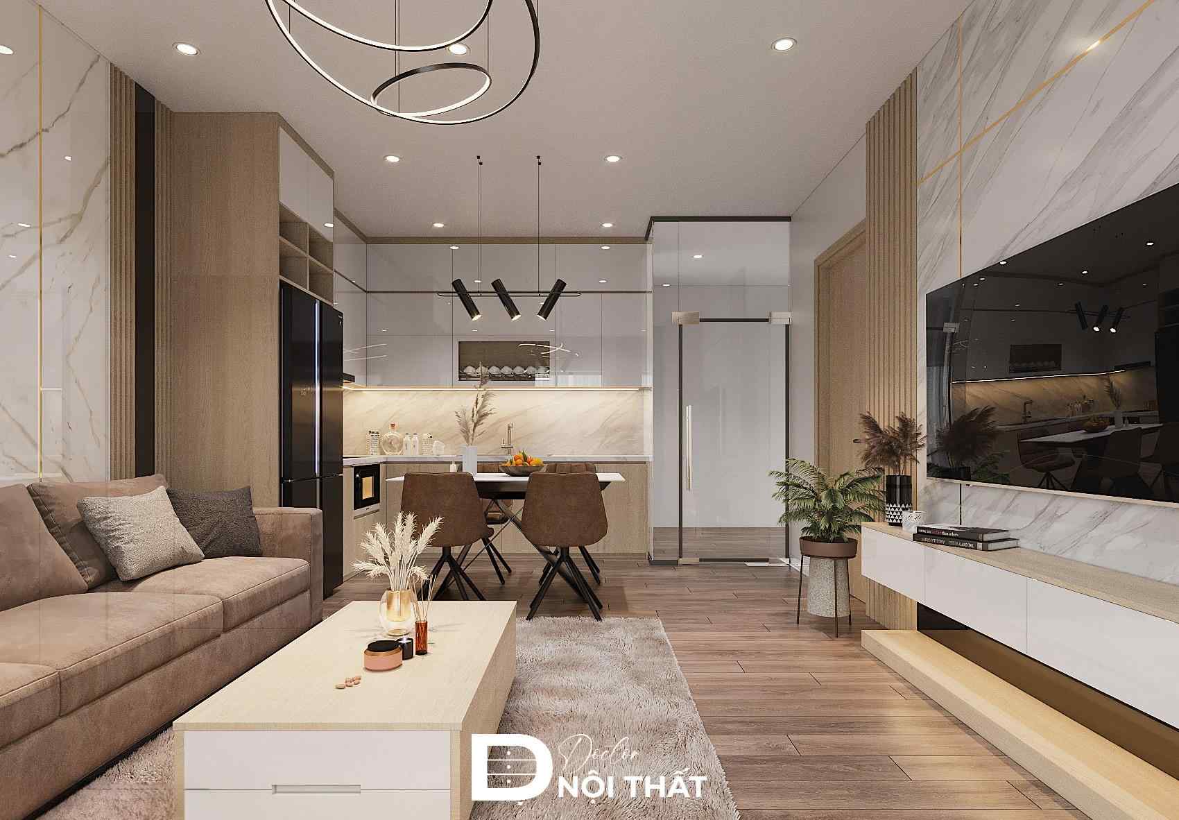 Bố trí bộ sofa kết hợp bàn trà nhỏ gọn tối ưu không gian hiệu quả