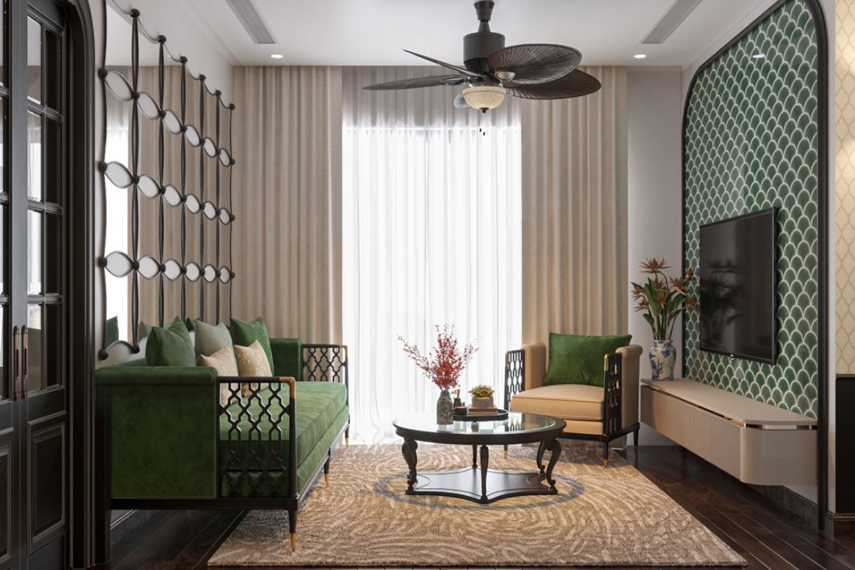 Mẫu thiết kế nội thất chung cư 70m2 đẹp mộc mạc, truyền thống (nguồn: sưu tầm)