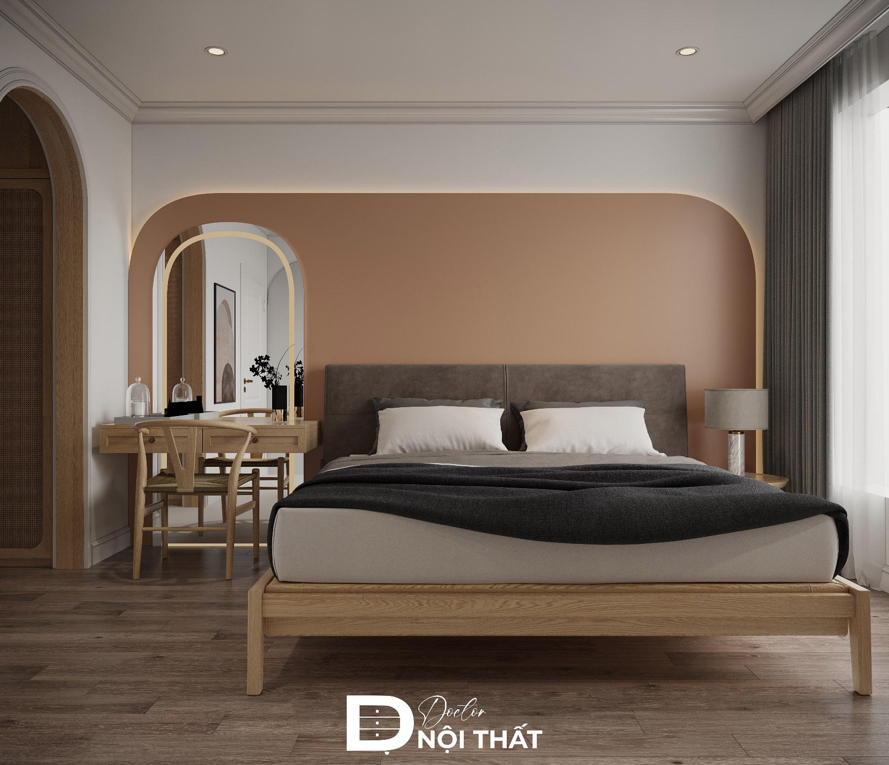 Phòng ngủ trong căn hộ phong cách nhật bản 60m2 thiết kế đơn giản
