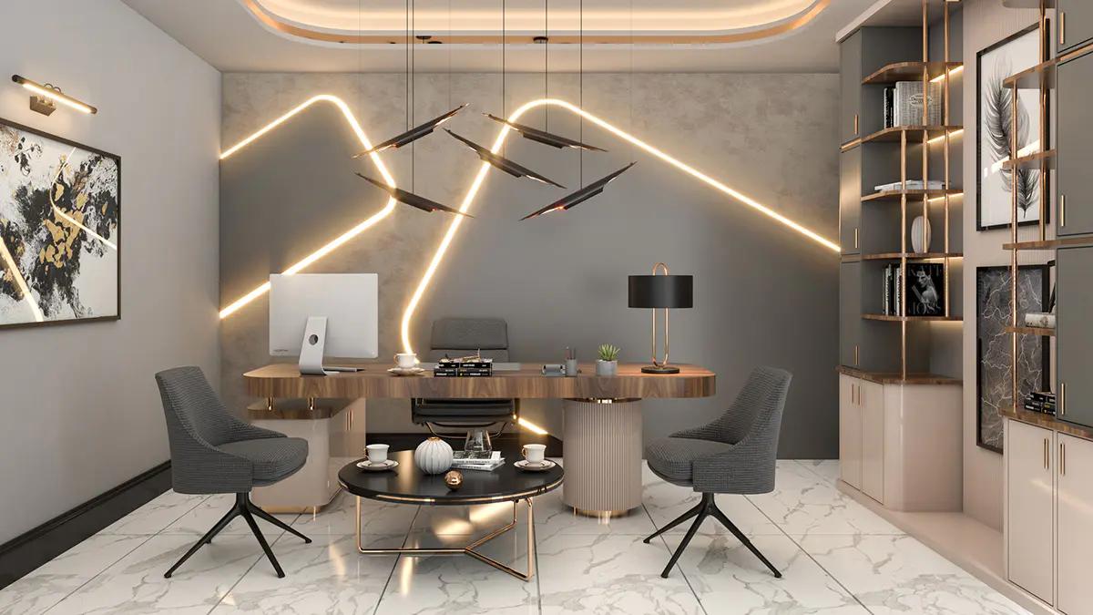Trang trí phòng làm việc giám đốc băng đèn LED trang trí gắn tường (nguồn: sưu tầm)