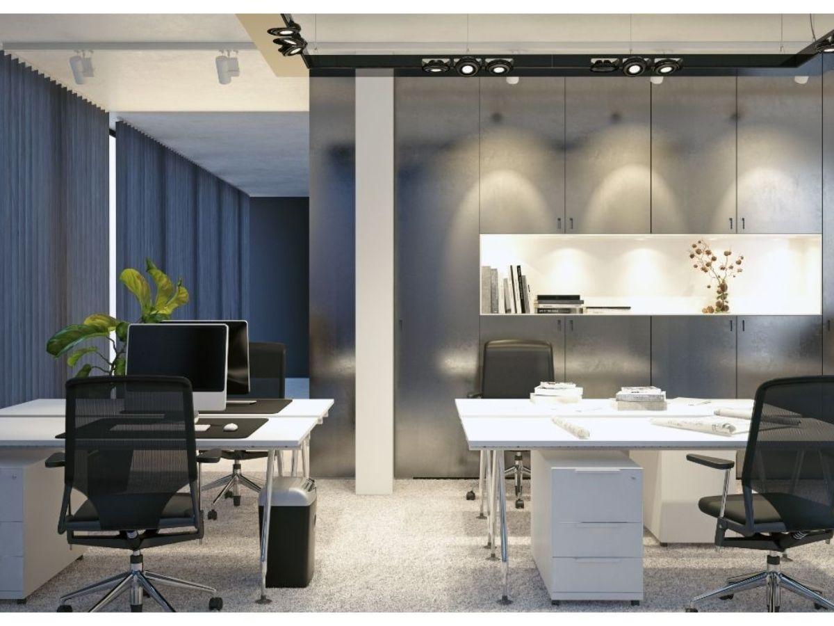 Sử dụng vách ngăn hiện đại kết hợp ánh sáng trần decor văn phòng làm việc (nguồn: sưu tầm)