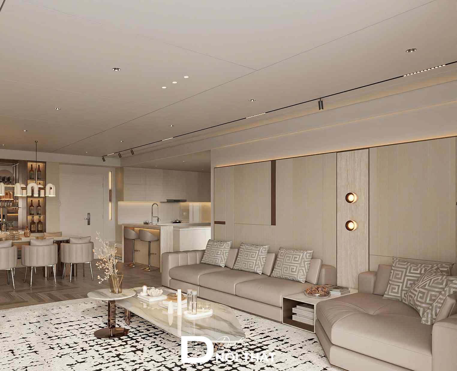 Mẫu thiết kế nội thất phòng khách chung cư Lumi