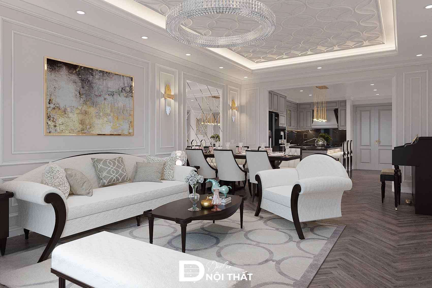 Mẫu thiết kế nội thất căn hộ chung cư Lumi Hà Nội phong cách tân cổ điển