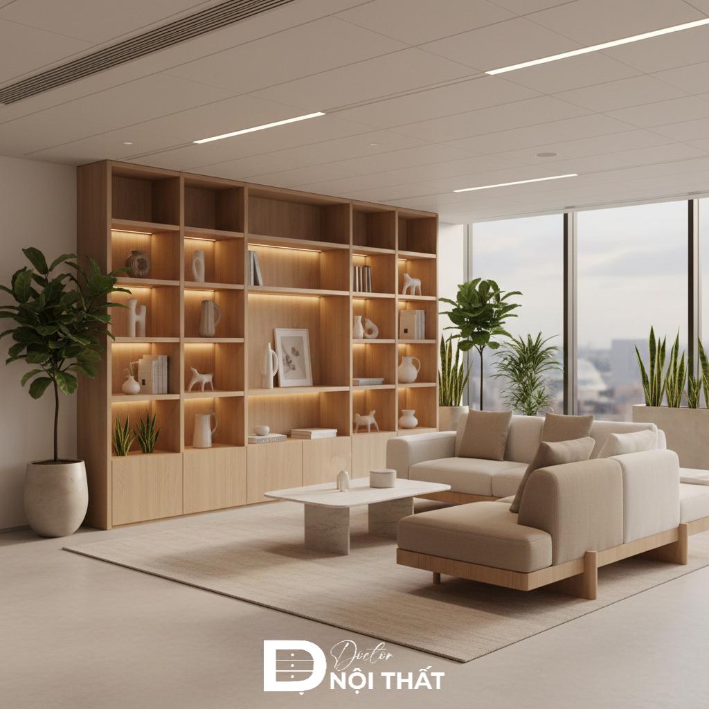 Sử dụng bộ sofa tone màu trung tính để tiếp đón khách