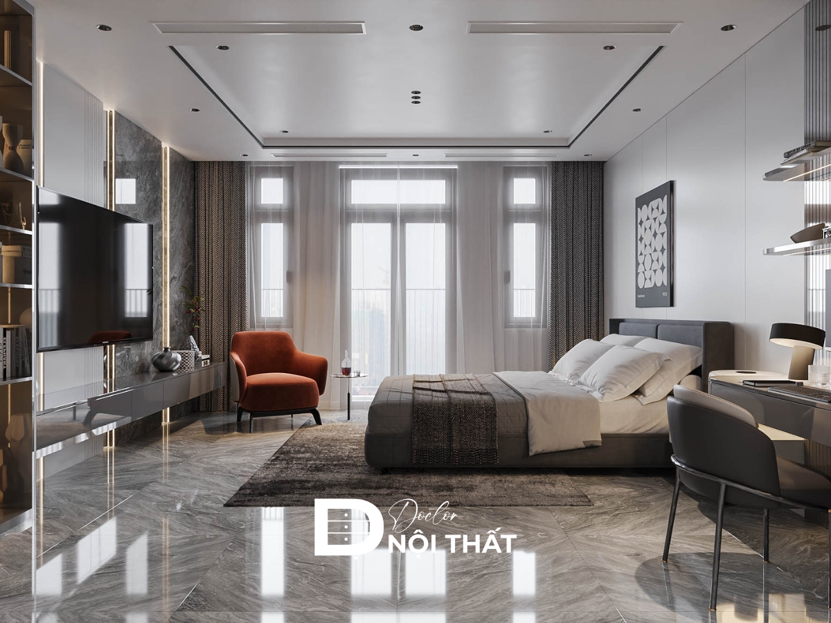 Decor phòng ngủ chill kết hợp với ban công rộng tận dụng tối đa ánh sáng tự nhiên