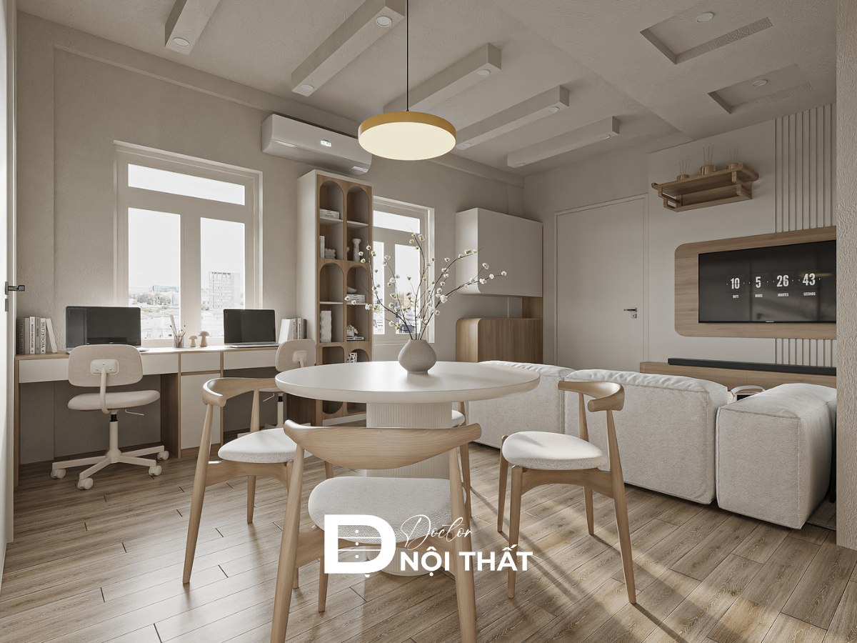 Mẫu thiết kế nội thất chung cư 2 phòng ngủ đẹp sang trọng