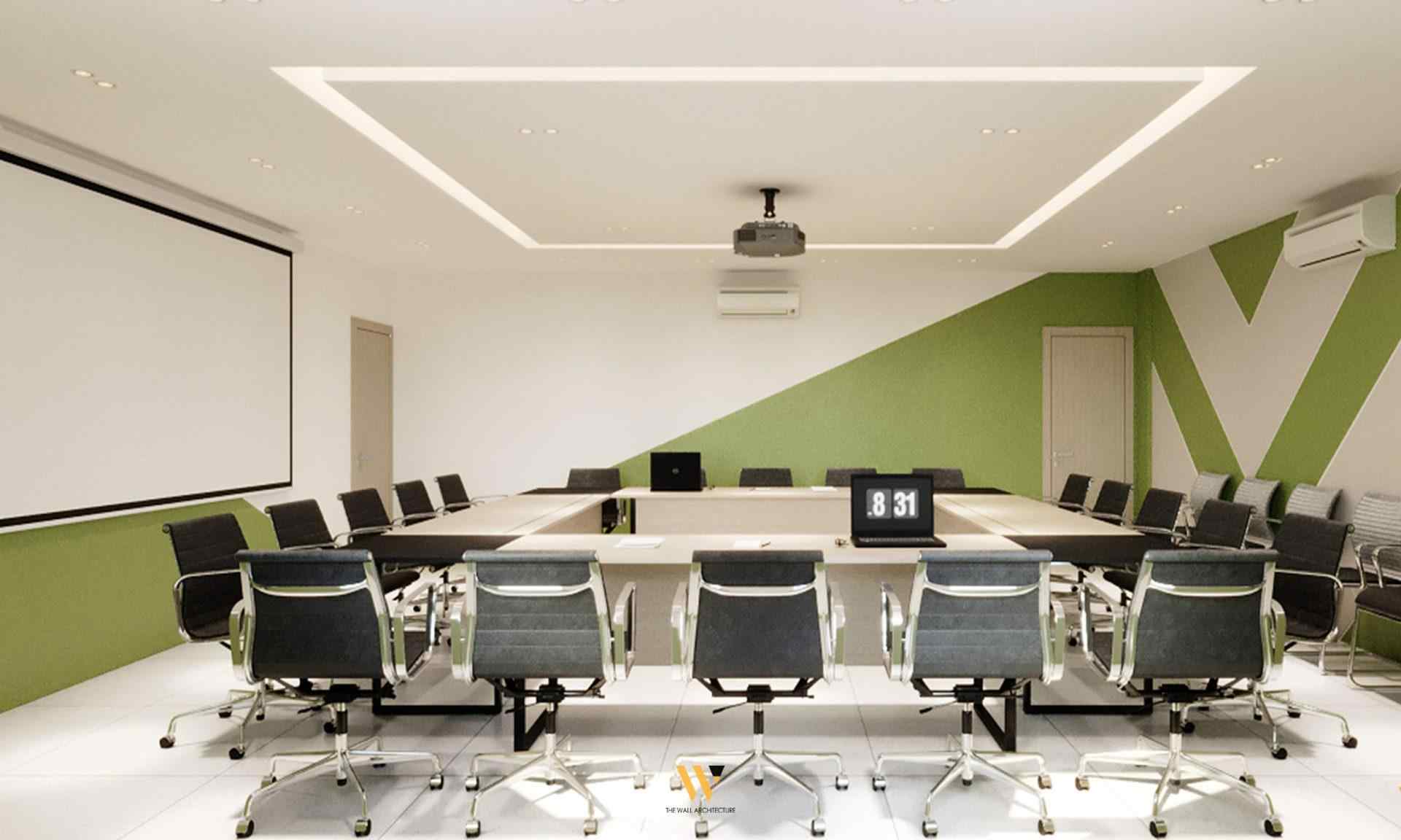 Mẫu thiết kế phòng họp phong cách công nghiệp với trần phẳng (nguồn: sưu tầm)