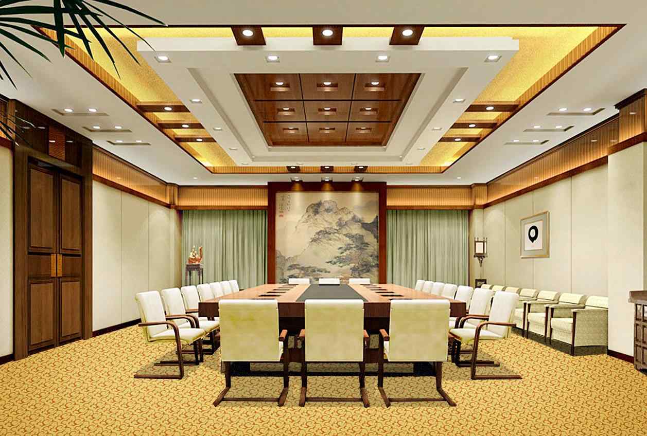 Mẫu phòng họp sang trọng sử dụng nội thất đồng bộ, bố cục cân đối và màu sắc trầm ấm (nguồn: sưu tầm)
