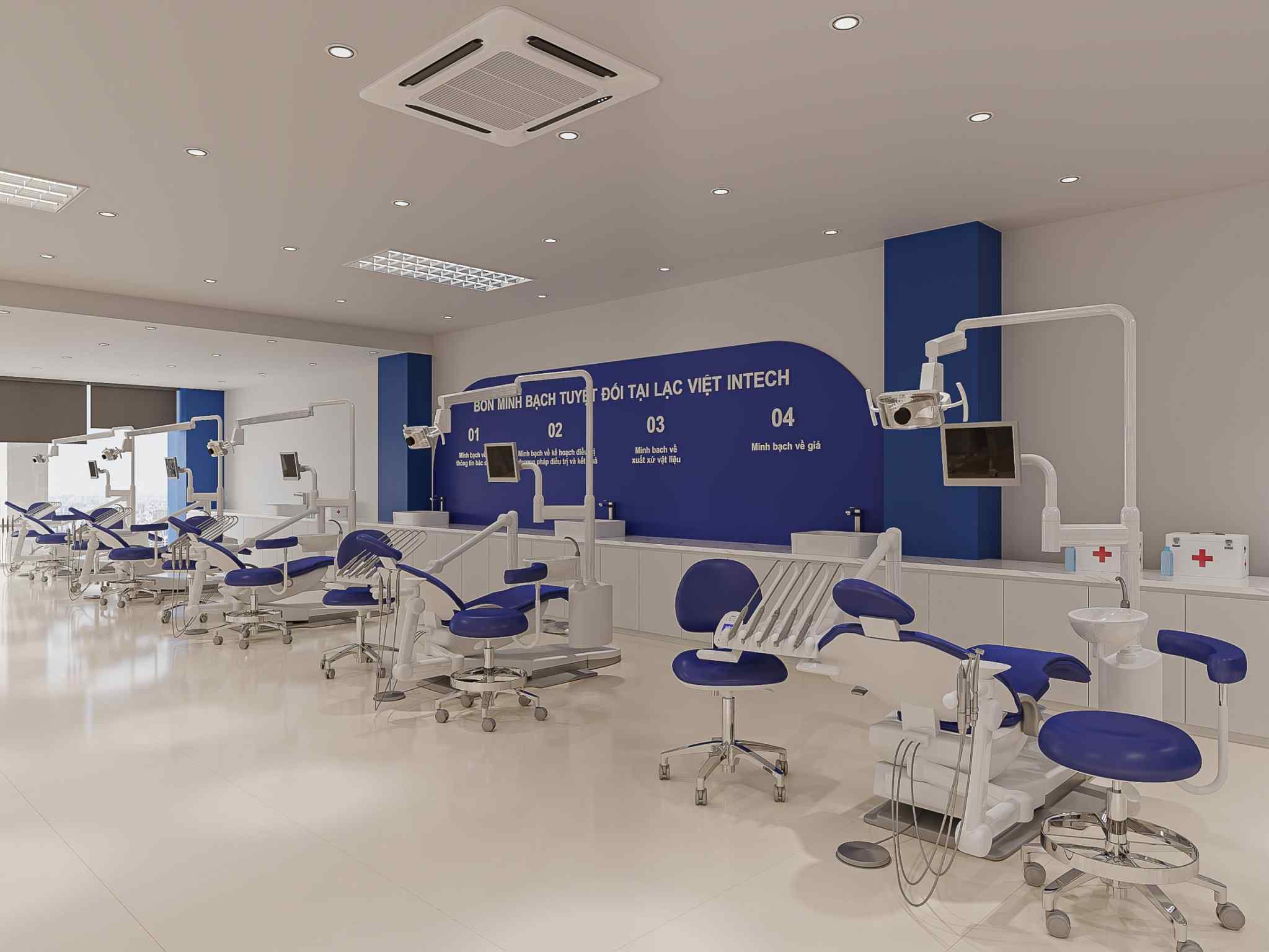 Thiết kế phòng khám nha khoa với không gian điều trị rộng rãi, bố cục khoa học (nguồn: sưu tầm)