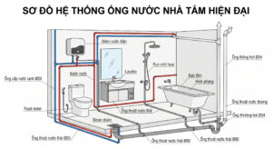 Sơ đồ ống nước nhà tắm và nguyên tắc thiết kế