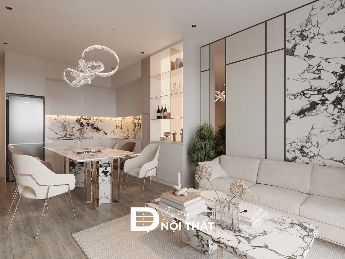 Thiết kế nội thất chung cư đồng bộ với hệ thống điện, điều hòa và hộp kỹ thuật