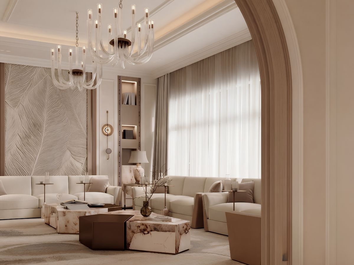 phòng khách biệt thự song lập phong cách Luxury