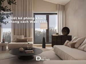 Thiết kế nội thất phòng khách phong cách Wabi Sabi