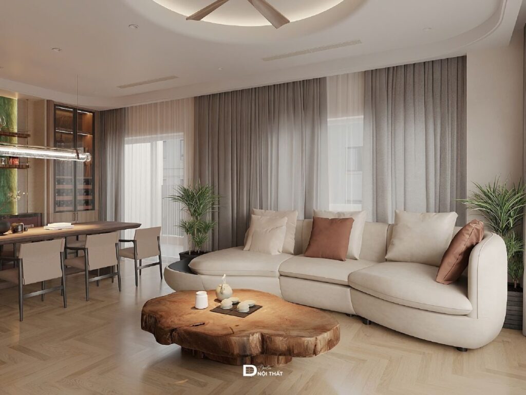 Phòng khách liền phòng ăn chung cư Splendora