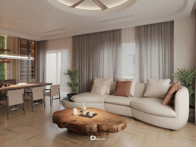 Phòng khách liền phòng ăn chung cư Splendora