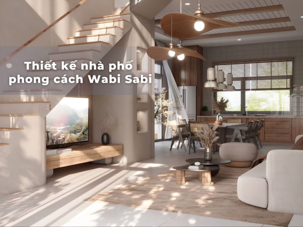 thiết kế nhà phố phong cách Wabi Sabi kết hợp ánh sáng tự nhiên