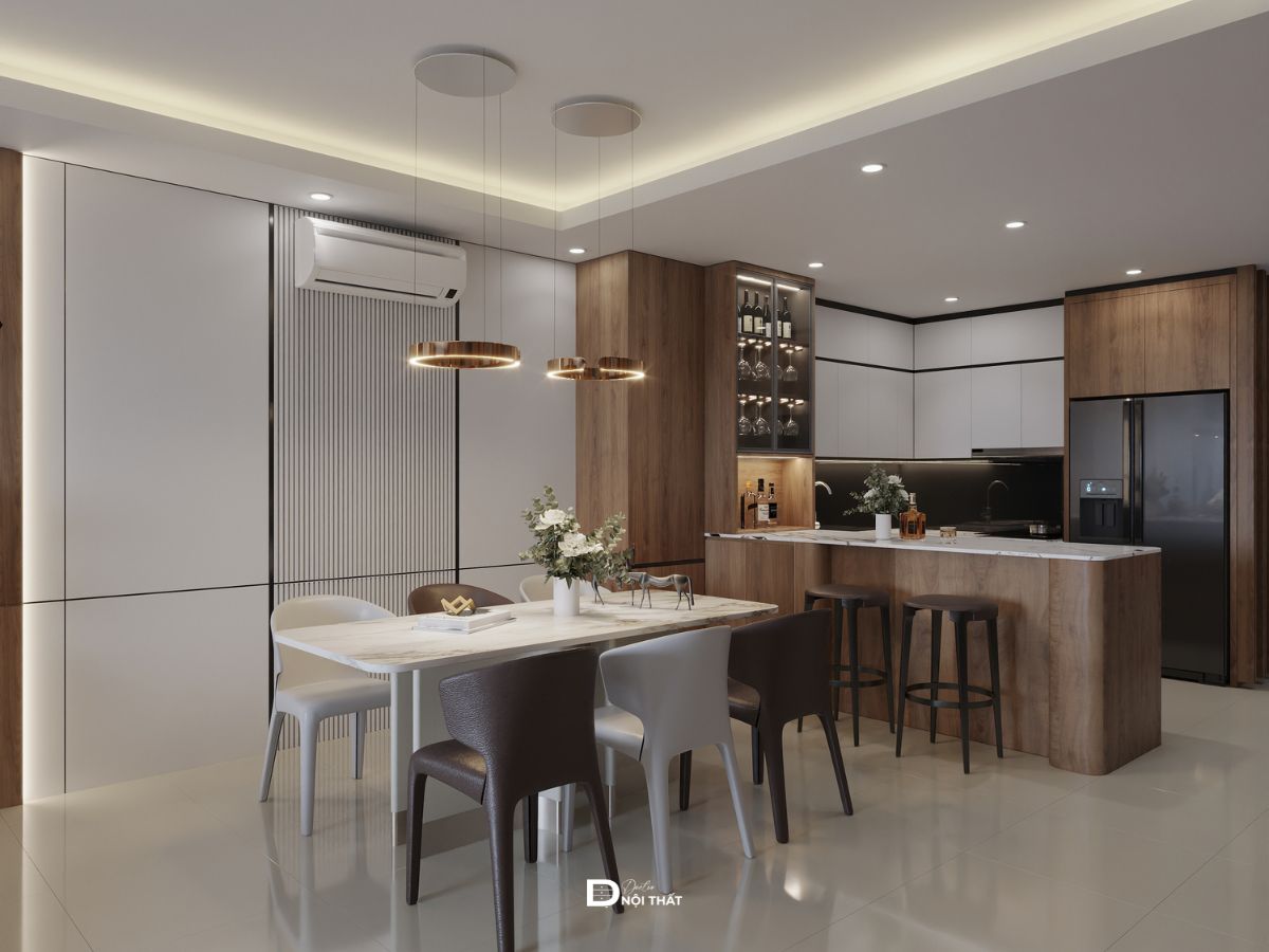 thiết kế phòng bếp và bàn ăn chung cư Royal City