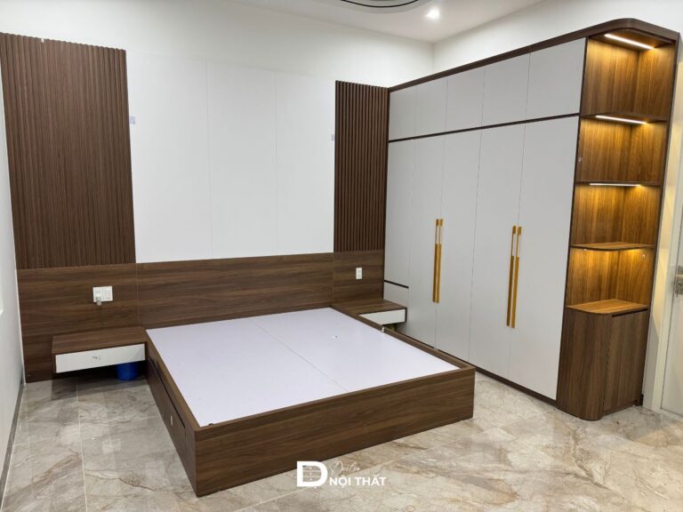 hoàn thiện nội thất phòng ngủ master biệt thự nhà gác mái 300m2 tại Hải Dương